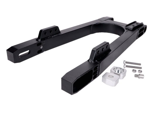 Kastenschwinge Aluminium CNC matt schwarz + 50mm für Simson S50, S51, S51 Enduro, S70, S70 Enduro, S53, S83